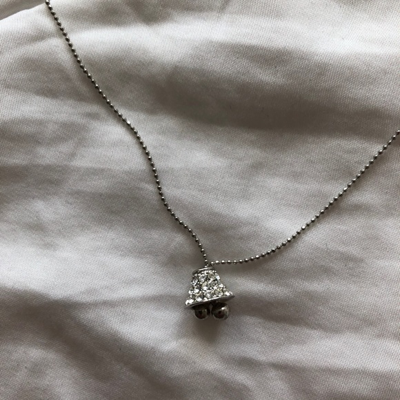 Adjustable Silver Diamond Bell Necklace - Picture 3 of 5